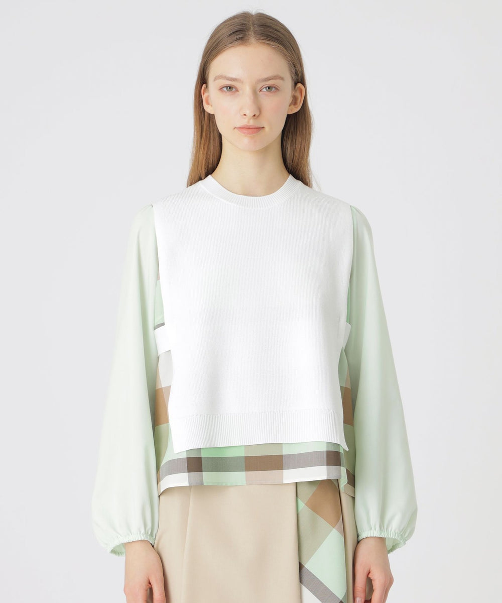 クレストブリッジチェックベストセットアップトップス（ブラウス  