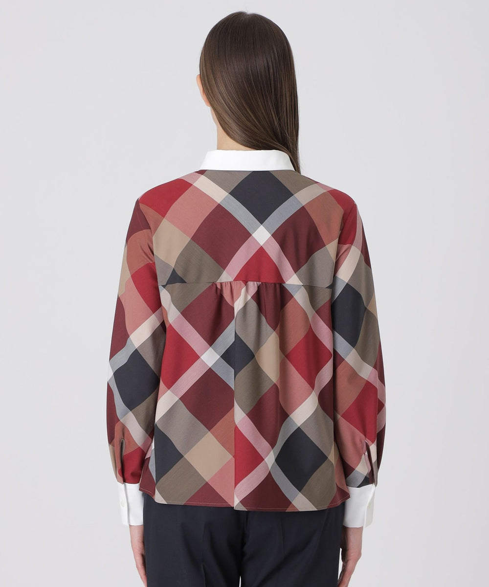 【美品状態】クレストブリッジ トップス チェック柄 38 M PICK UP】RECOMMENDED KNIT｜BLUE LABEL CRESTBRIDGE(ブルーレーベル