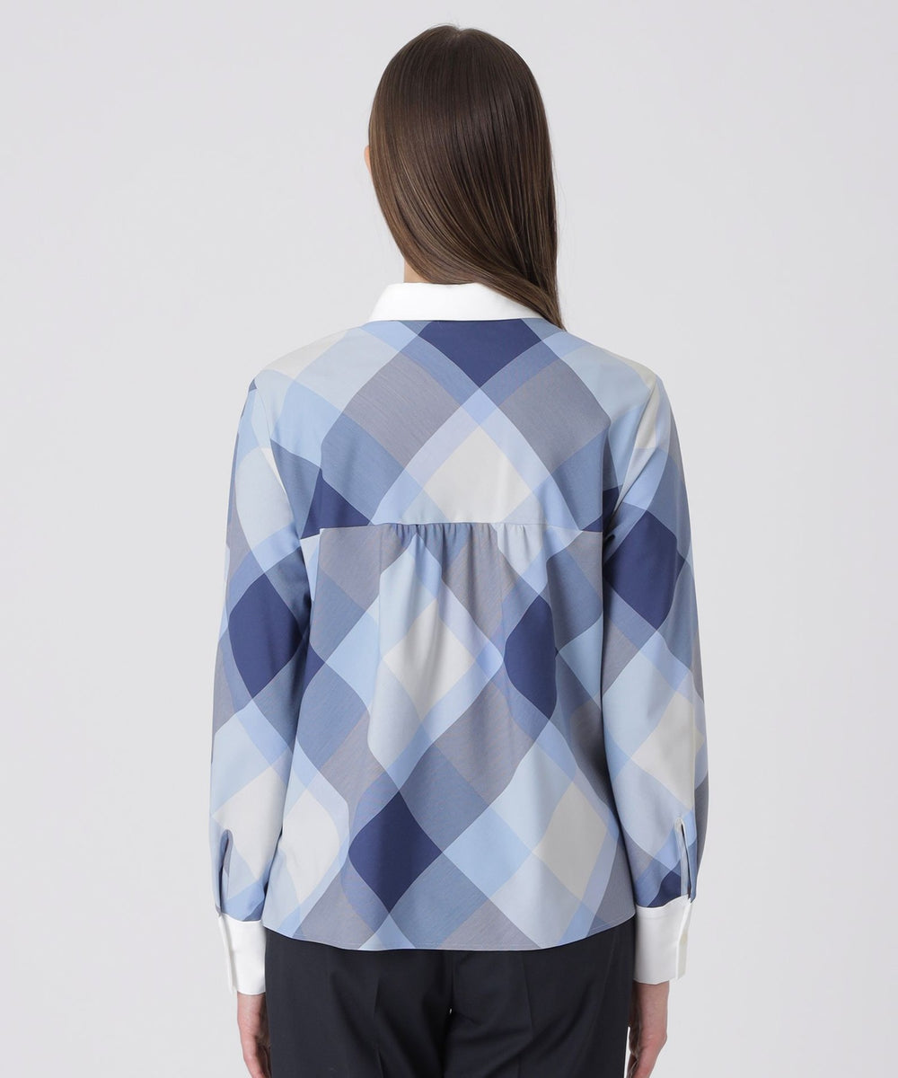 【超美品】ブルーレーベル☆チェック☆リボン☆シアー☆ブラウス BLUE LABEL CRESTBRIDGE（ブルーレーベルクレストブリッジ） ブラウス