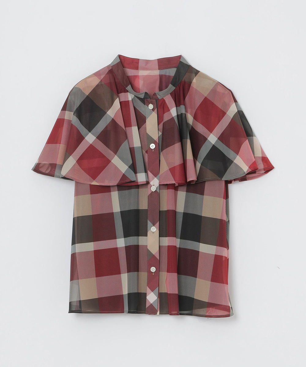 BLUE LABEL CRESTBRIDGE アシメ チェックフリル Tシャツ クレストブリッジチェックティアードコンビTシャツ（カットソー