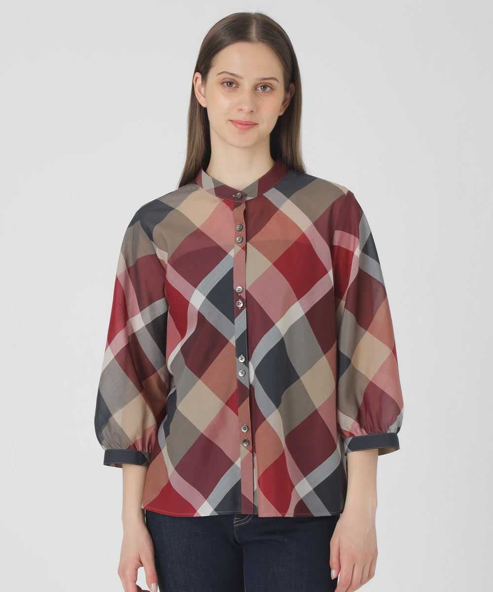 新品ブルーレーベルクレストブリッジ　クレストブリッジチェッククールドライブラウス ブルーレーベル・クレストブリッジ BLUE LABEL CRESTBRIDGE クレスト
