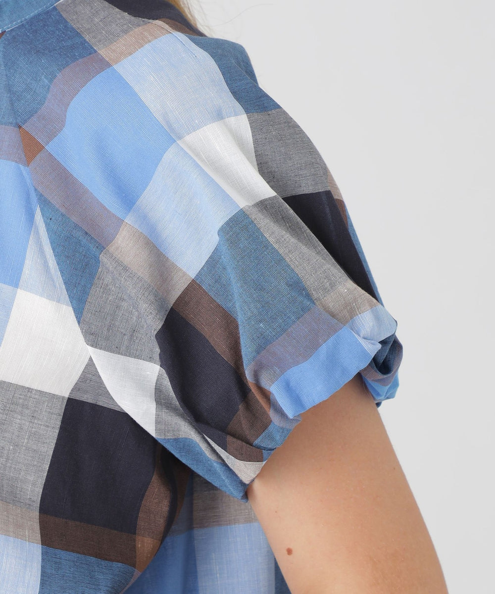 ブラウス シャツ クレストブリッジチェックコットンリネンフリルブラウス レディース ブルーレーベル・クレストブリッジ BLUE LABEL CRESTBRIDGE
