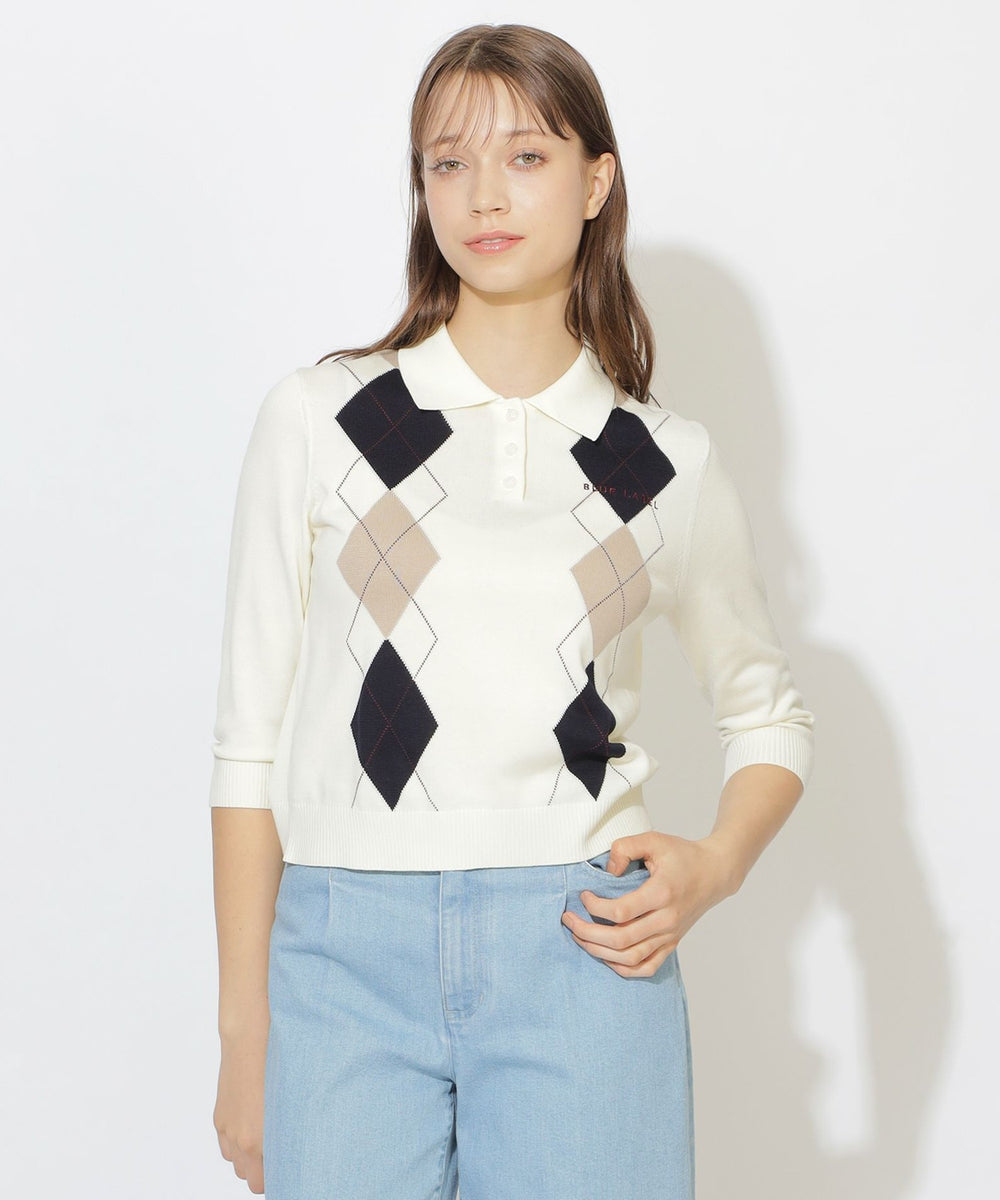 WEB限定】コットンブレンドアーガイルニット（WEB限定）｜BLUE