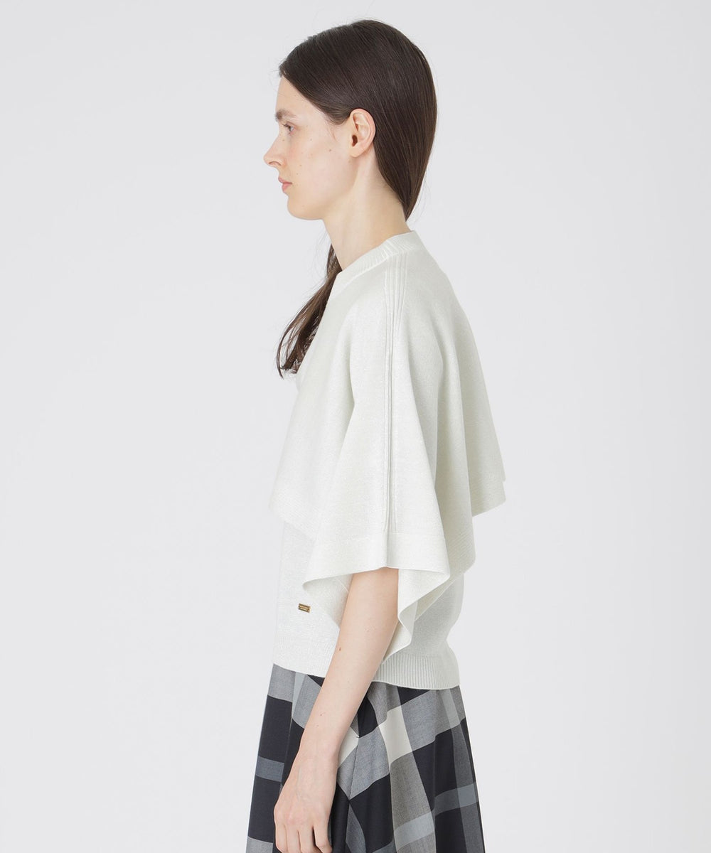 Drawer 5Gウールカシミヤ ケープニット　新品 ウールアクリルブレンドラメケープ付きニット（ニットウェア）｜BLUE