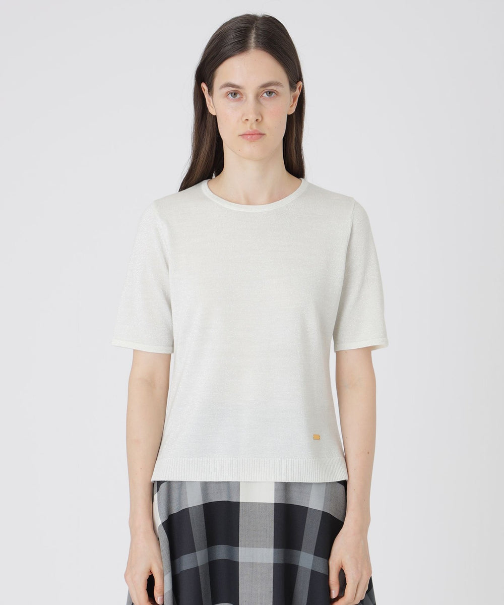 ウールアクリルブレンドラメケープ付きニット（ニットウェア）｜BLUE