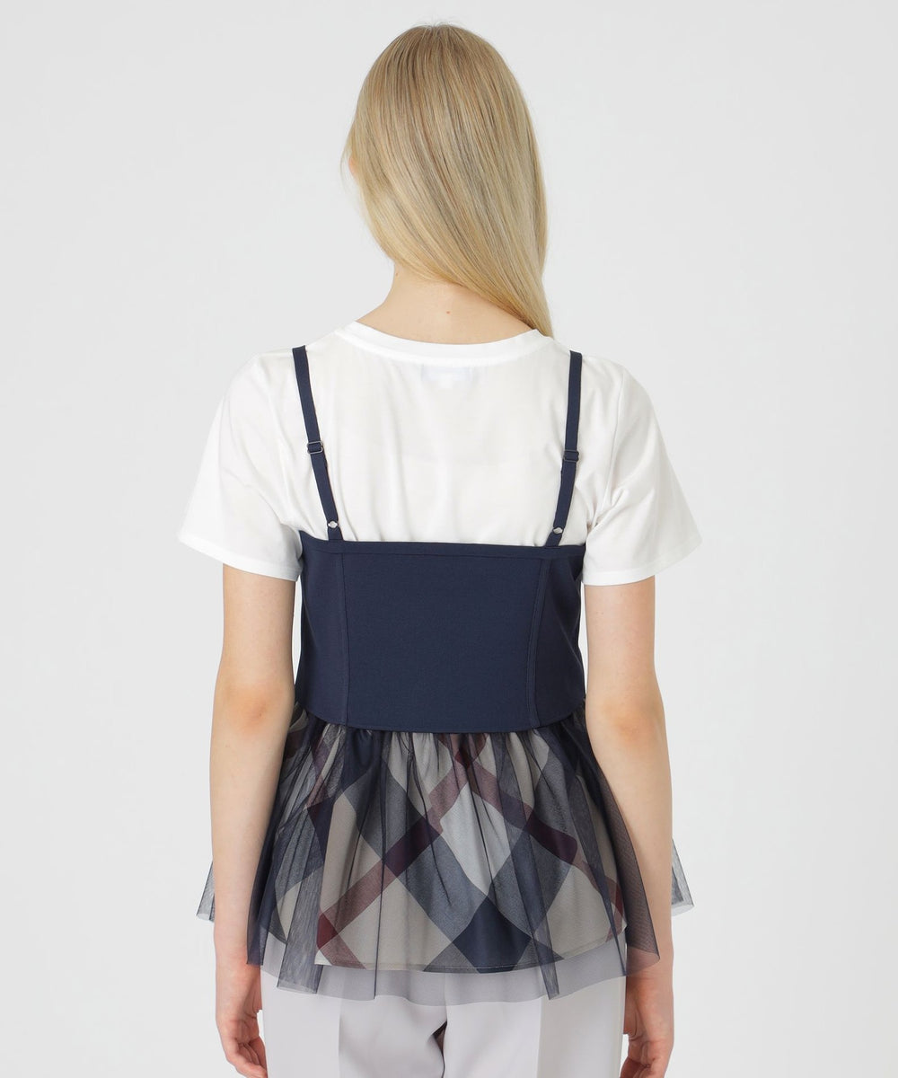 ニットビスチェ付きデザインTシャツ(カットソー)|BLUE LABEL