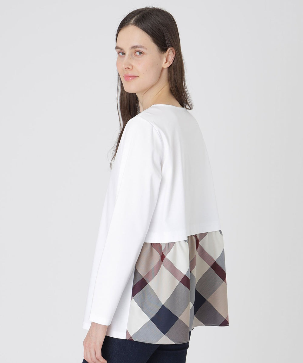 シルケットスムースバックチェックロングスリーブTシャツ（カットソー