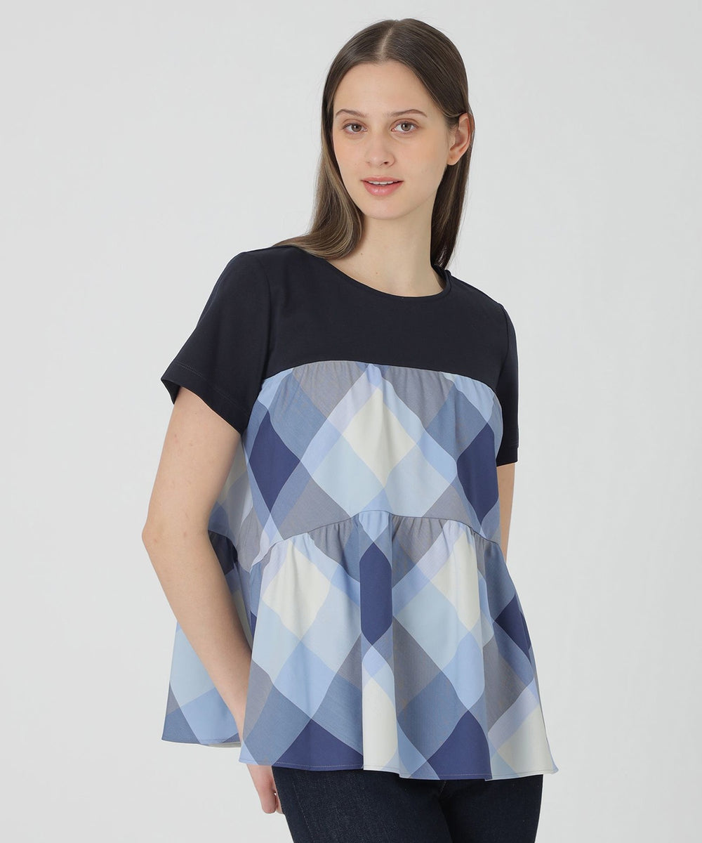 BLUE LABEL CRESTBRIDGE アシメ チェックフリル Tシャツ 人気ランキング上位 BLUE LABEL CRESTBRIDGE アシメ チェックフリル T