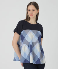 ブルーレーベル クレストブリッジ チェック ビスチェ 風 カットソー Tシャツ 予約販売】クレストブリッジチェックスリーブカットソー（カットソー