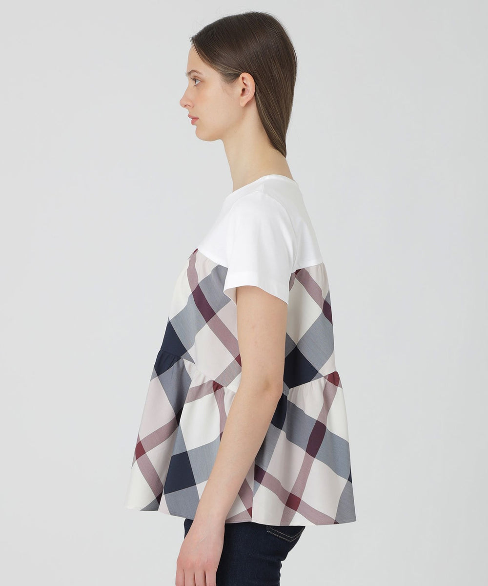 クレストブリッジチェックティアードコンビTシャツ（カットソー