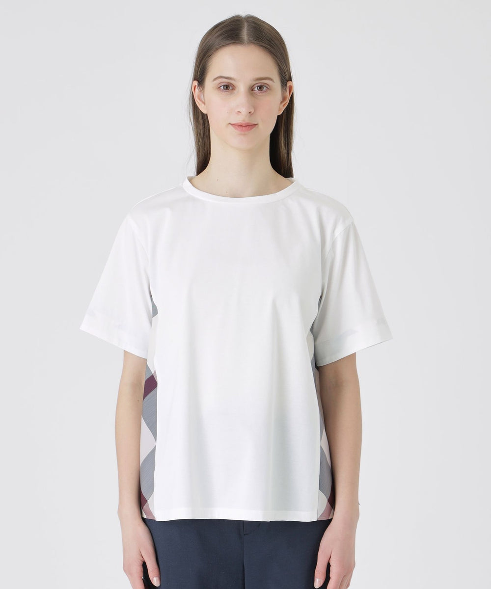 プレーティング天竺サイドチェックTシャツ（カットソー）｜BLUE LABEL