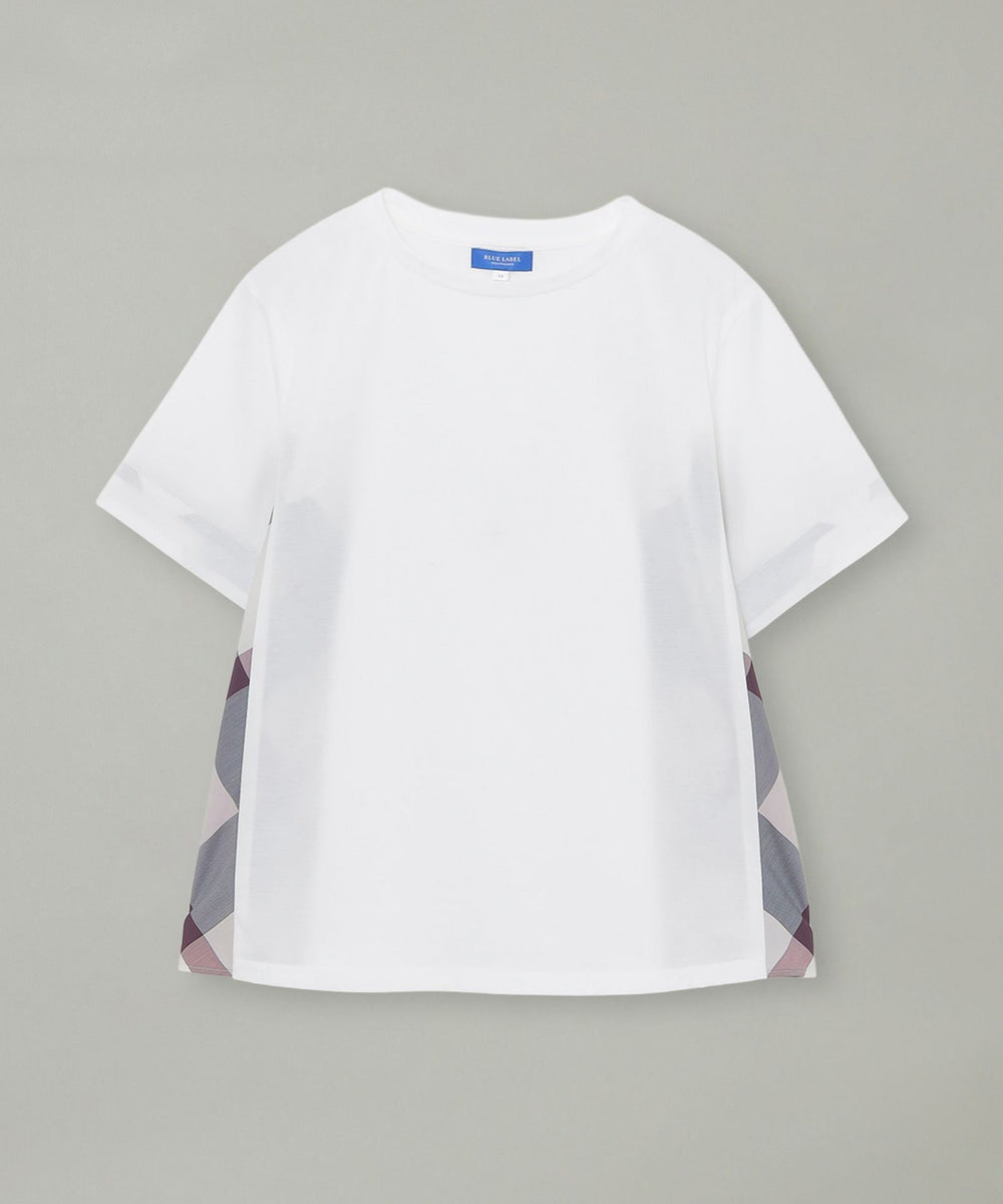 プレーティング天竺サイドチェックTシャツ（カットソー）｜BLUE LABEL