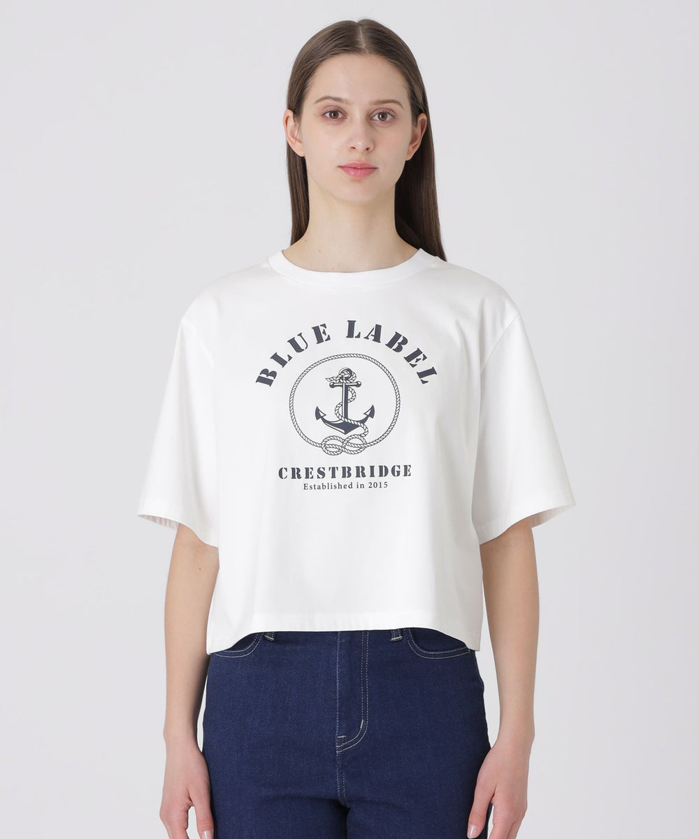 プレーティングシルケットスムースグラフィックロゴTシャツ