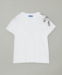 予約販売】スーピマスムースハトメリボンTシャツ（カットソー）｜BLUE
