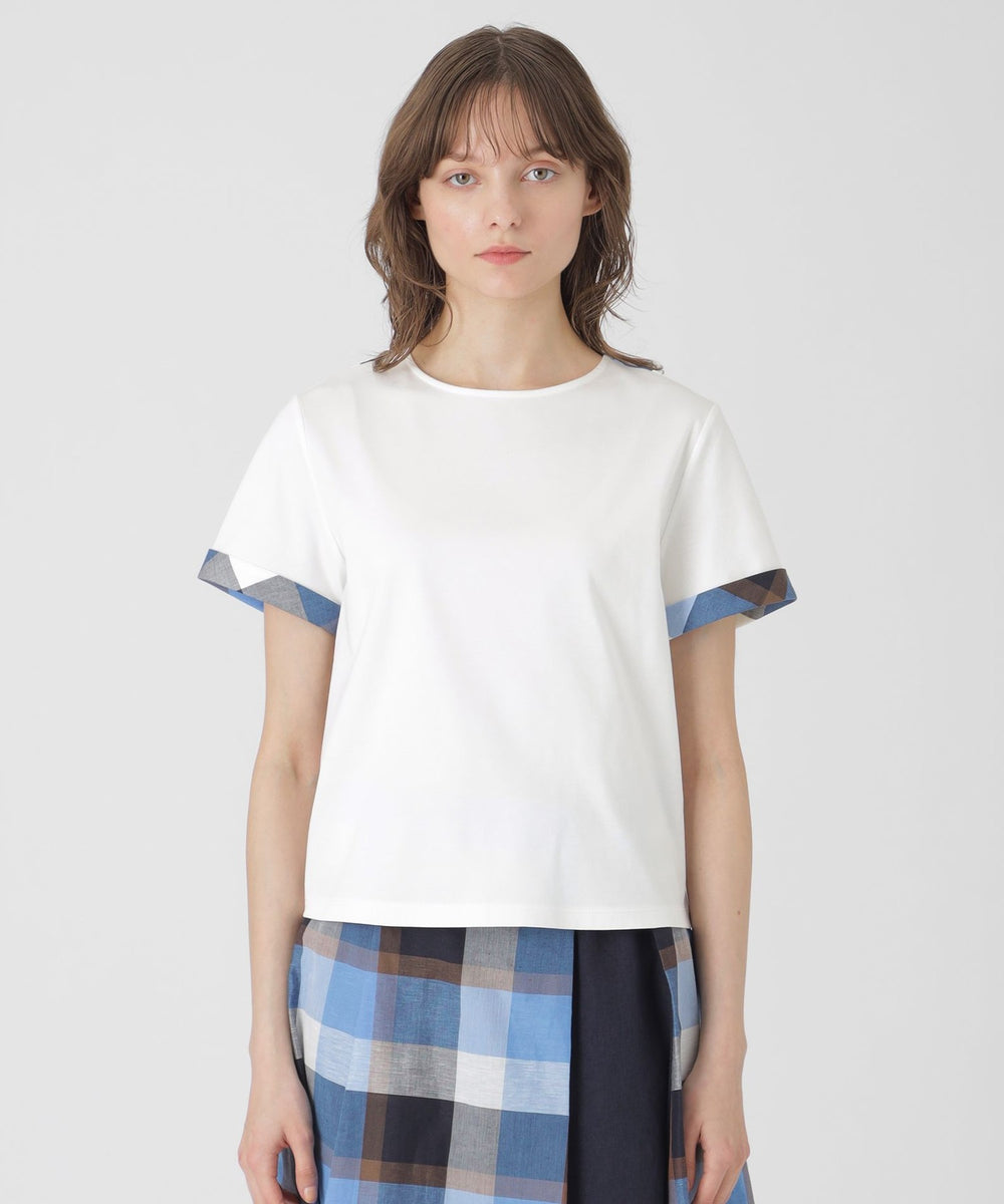 コンパクトピマスムースコンビTシャツ（カットソー）｜BLUE
