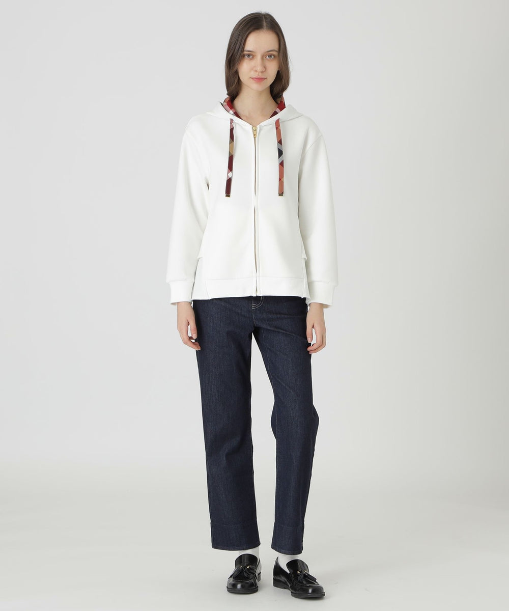 新品✨未使用✨ブルーレーベルクレストブリッジ　ロゴ入りリボン　パーカー　38 原宿限定】ダブルエアーポンチヘムフリルパーカー（カットソー）｜BLUE