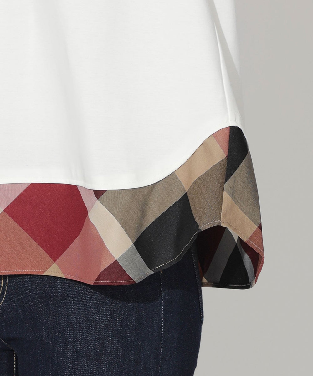 ブルーレーベルクレストブリッジ チェックコンビ Tシャツ カットソー 新品 L クレストブリッジチェックティアードコンビTシャツ（カットソー
