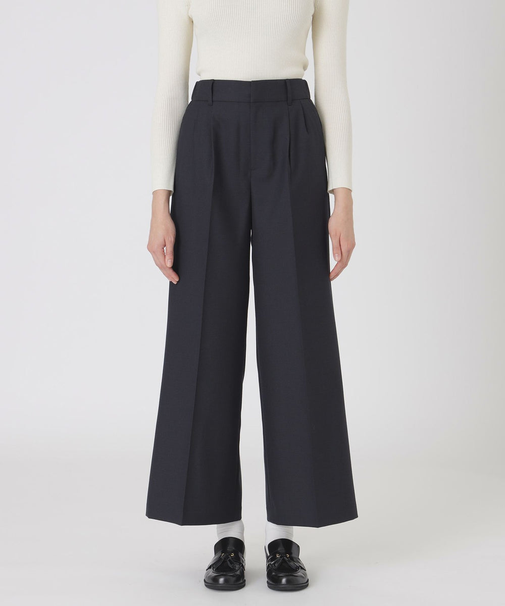 ウールブレンドサキソニーワイドパンツ