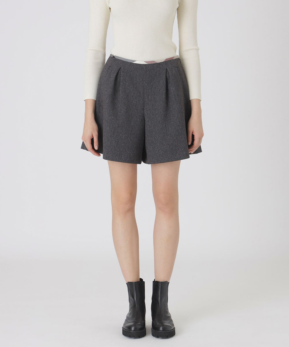 シックへリンボンキュロットパンツ