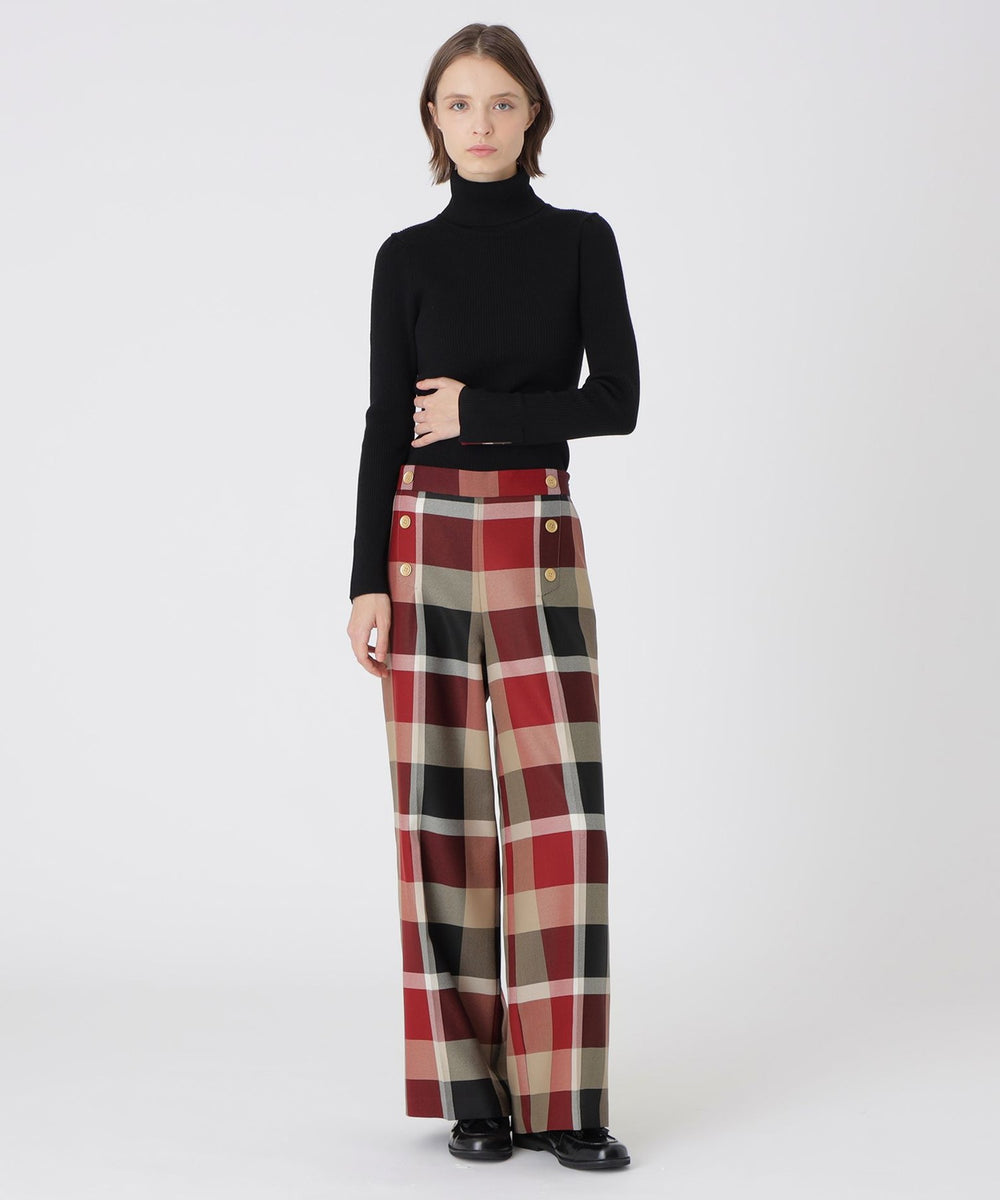 ブルーレーベルクレストブリッジ ワイドパンツ チェック ウール 38 M 原宿店限定】クレストブリッジチェッククロッシングビエラワイド