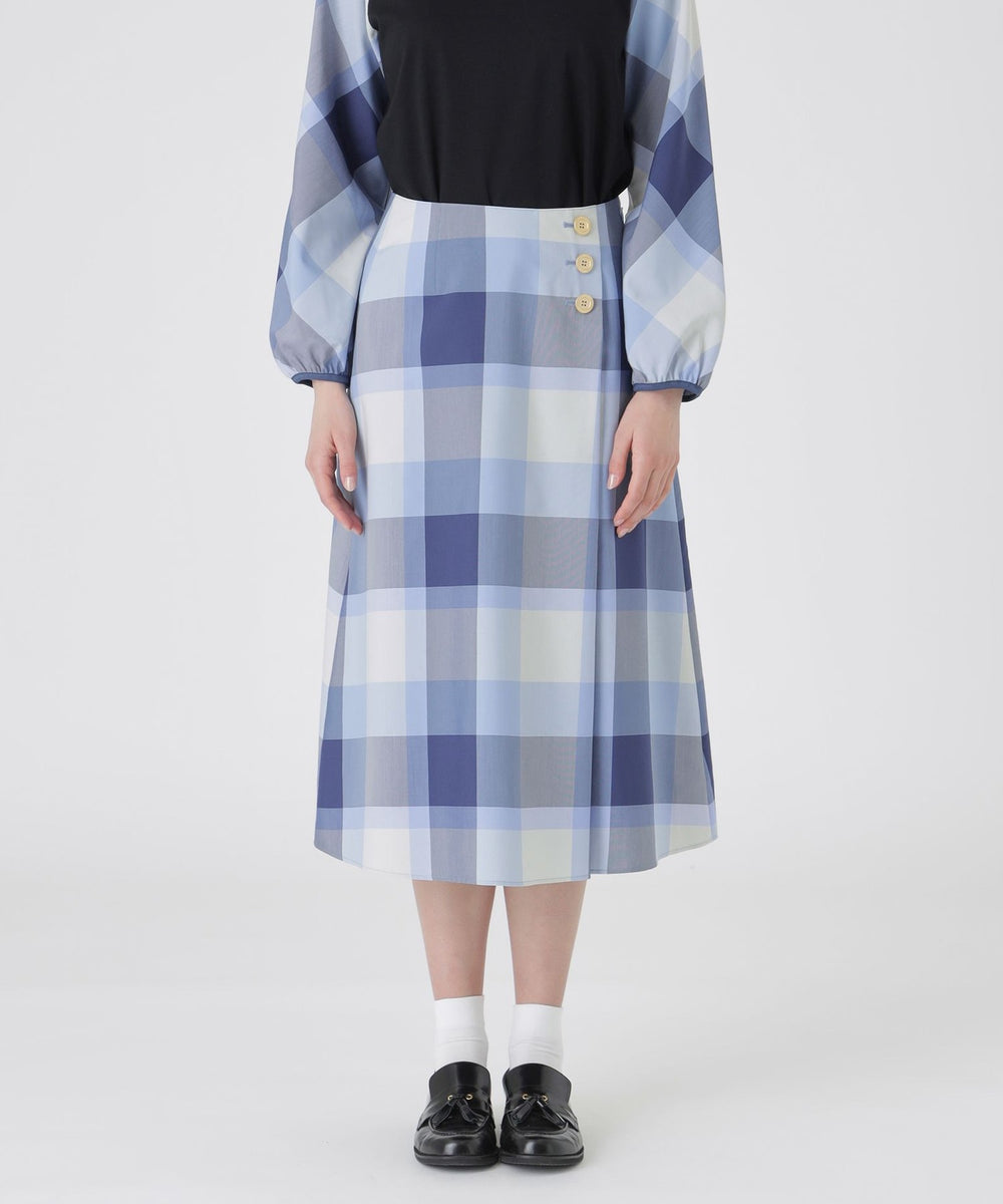 BLUE LABEL CRESTBRIDGE ゴムウエスト　チェック総柄スカート ブルーレーベルクレストブリッジ BLUE LABEL CRESTBRIDGE クレスト