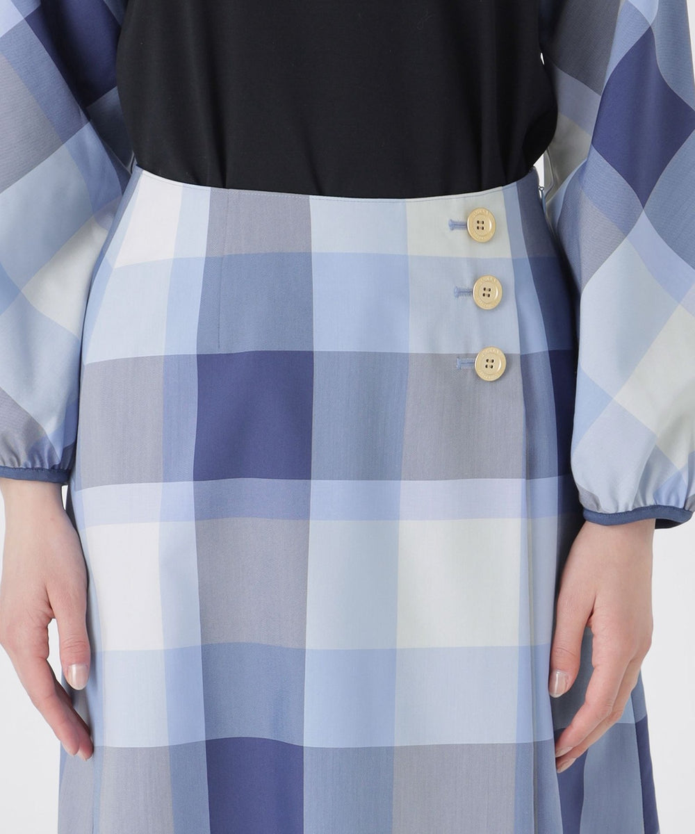 【極美品】BLUE LABEL CRESTBRIDGE ラップスカート 38 クレストブリッジチェックラップ風スカート（スカート）｜BLUE LABEL