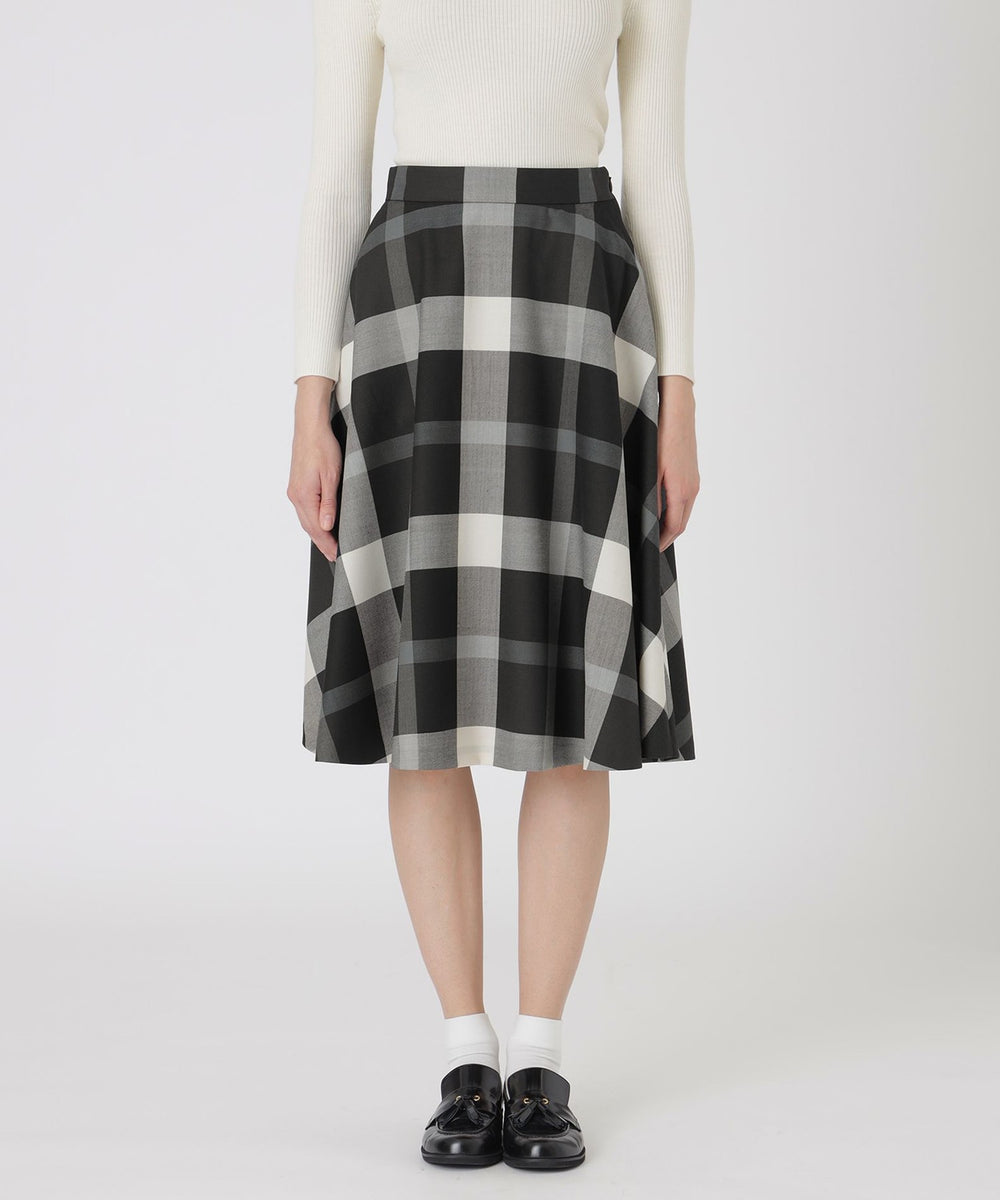 クレストブリッジチェックサキソニーフレアスカート