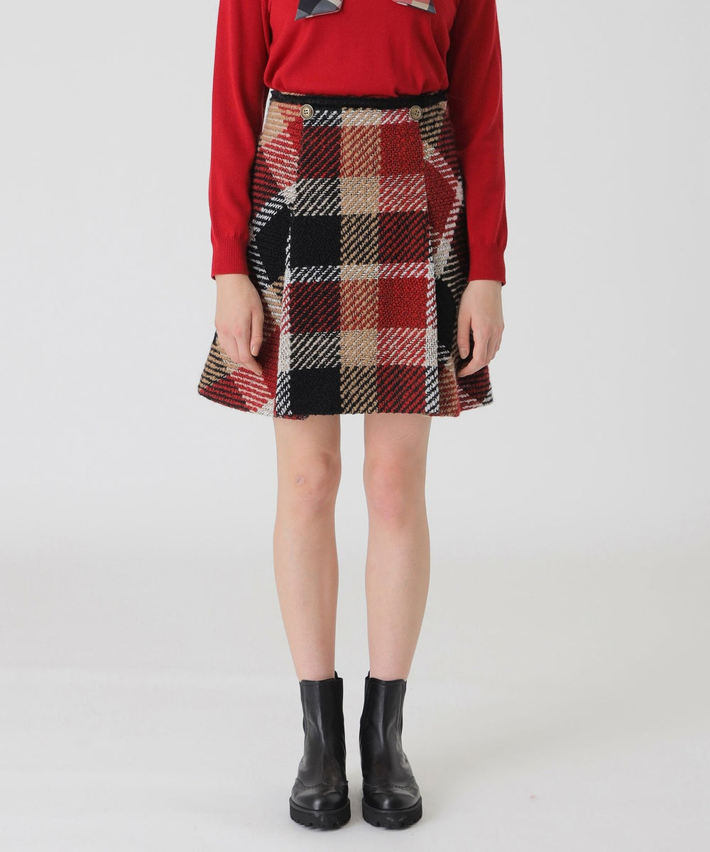 【10th ANNIVERSARY】クレストブリッジチェックロービングツィードフレアスカート