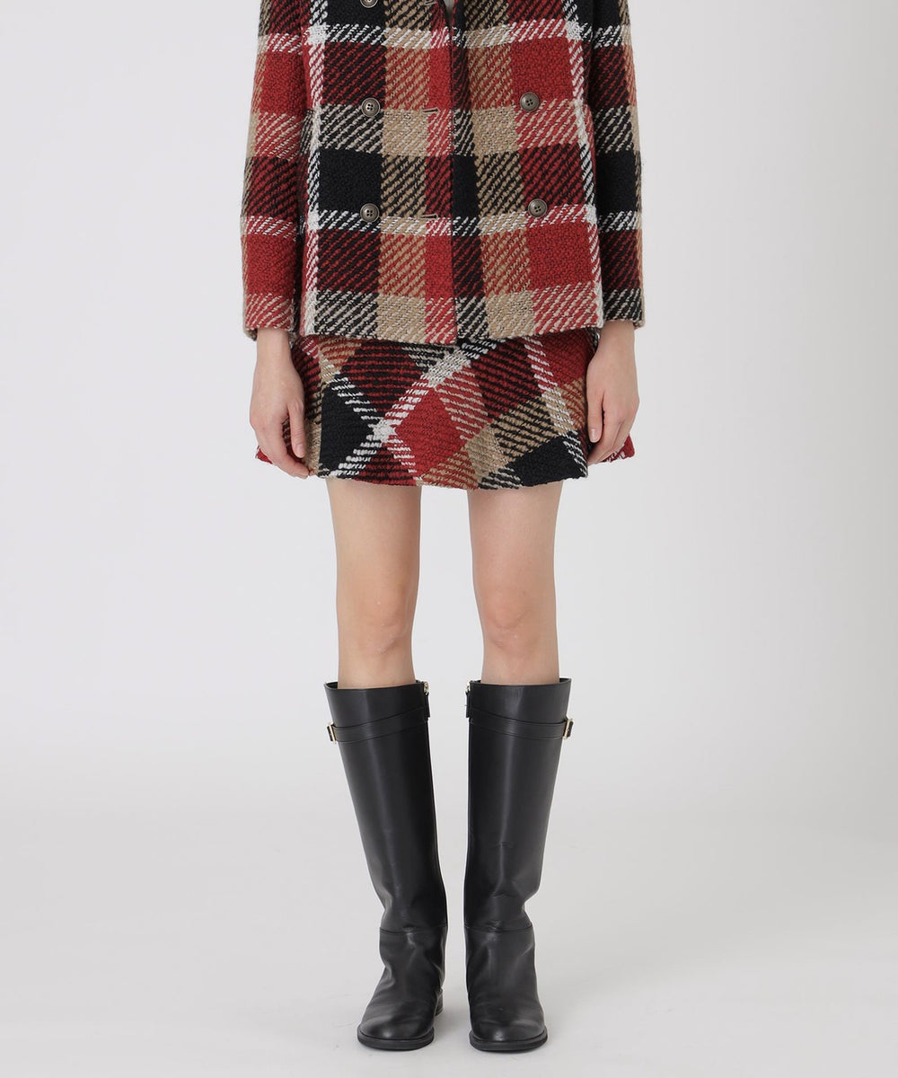 ○★新品未使用　ブルーレーベルクレストブリッジ　プリーツスカート　40　レッド 取扱店舗限定】クレストブリッジチェックロービングツイードミニ
