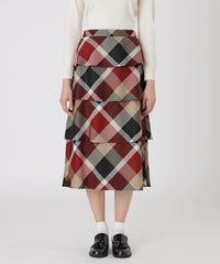 極美品❗️BLUE LABEL CRESTBRIDGE キュロットスカート　ピンク 取扱店舗限定】クレストブリッジチェッククロッシングビエラティアード