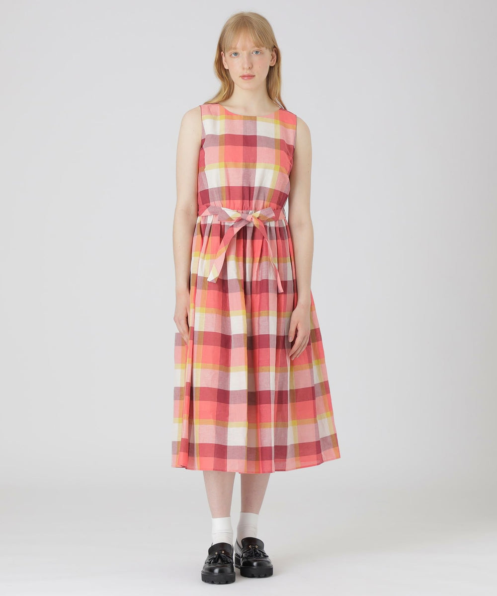 一部店舗限定】クレストブリッジチェックコットンリネンマキシドレス