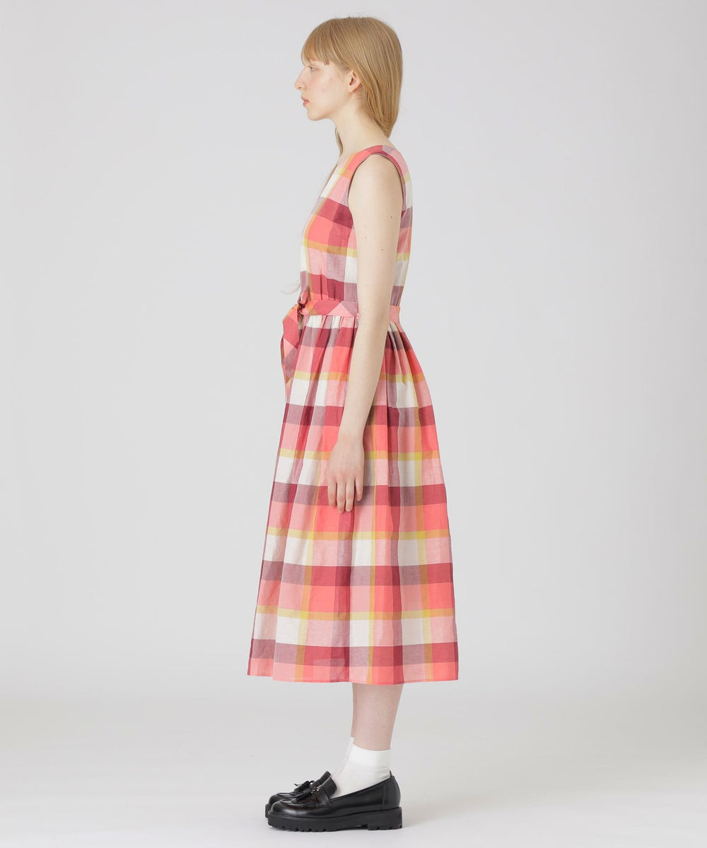 一部店舗限定】クレストブリッジチェックコットンリネンマキシドレス