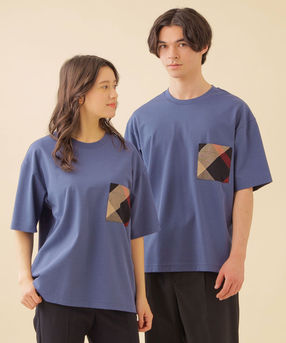 Unisex】クレストブリッジチェックポケットハイゲージポンチTシャツ