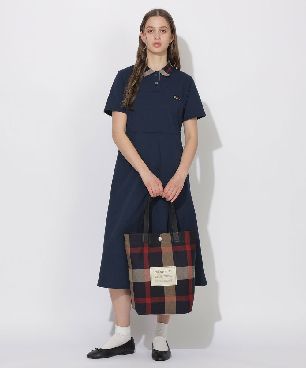 CB クレストブリッジ【M】シャツワンピース チェック バックデザイン BLUE LABEL / BLACK LABEL CRESTBRIDGE｜バックチェック切替シャツ