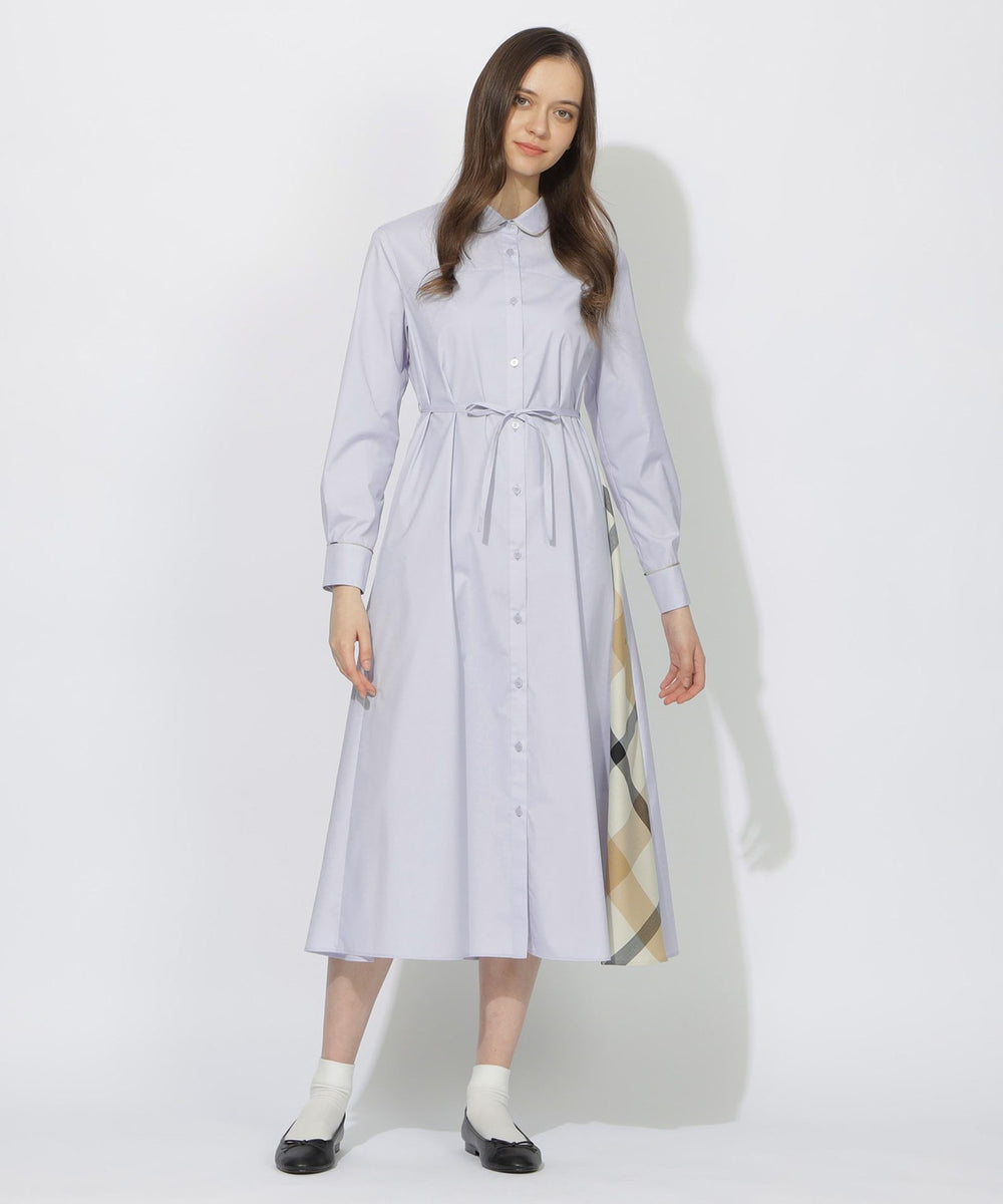 サイド切替パイピングシャツワンピース