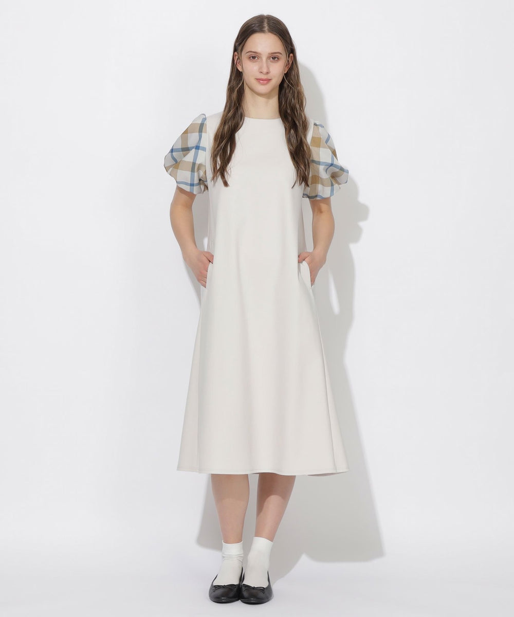 予約販売】【Meシリーズ】パフスリーブチェックワンピース（ドレス