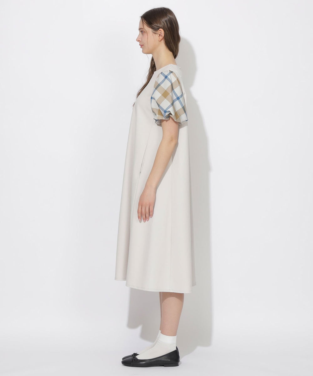 予約販売】【Meシリーズ】パフスリーブチェックワンピース（ドレス