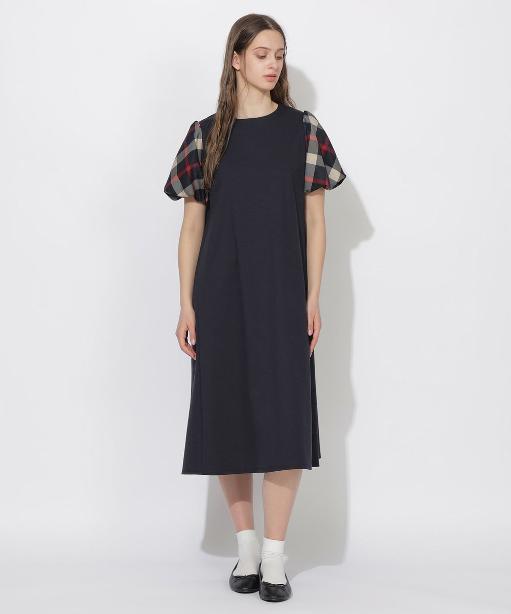 予約販売】【Meシリーズ】パフスリーブチェックワンピース（ドレス