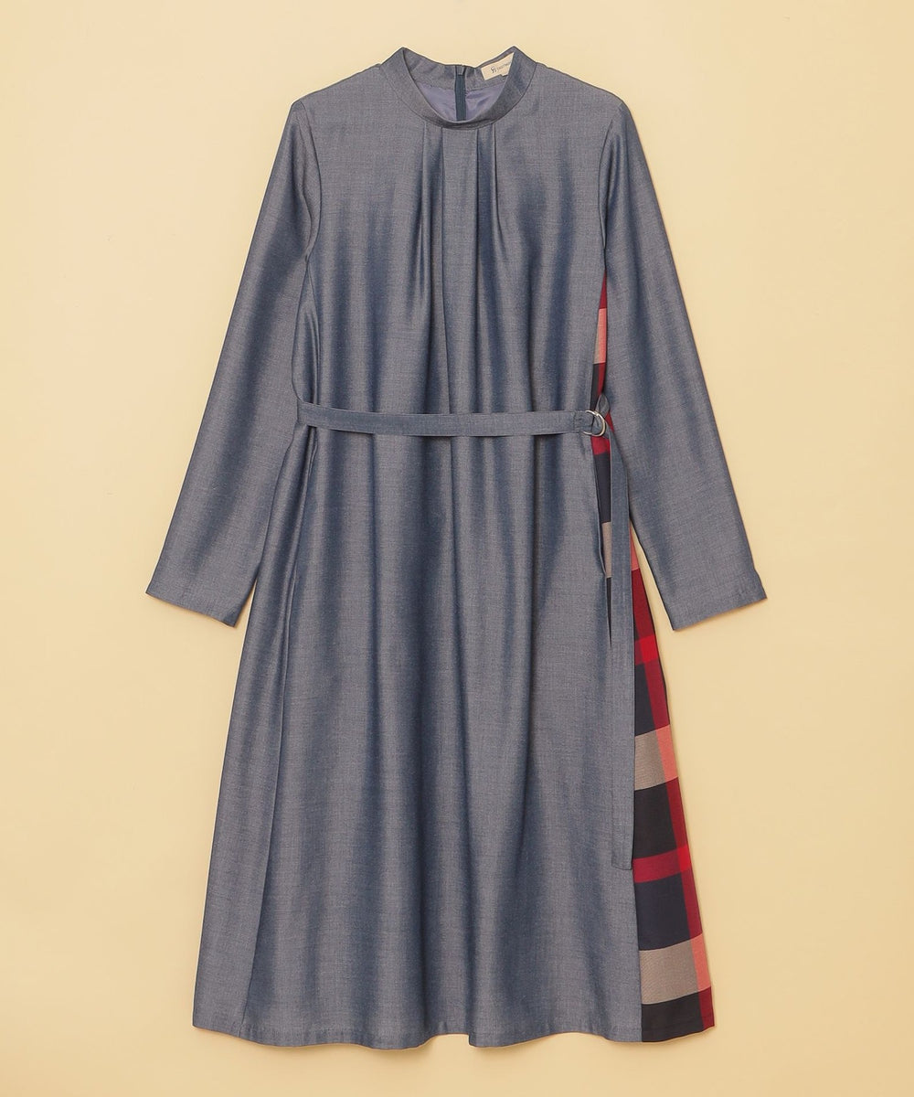 クレストブリッジチェックサイド切り替えワンピース（ドレス）｜CB
