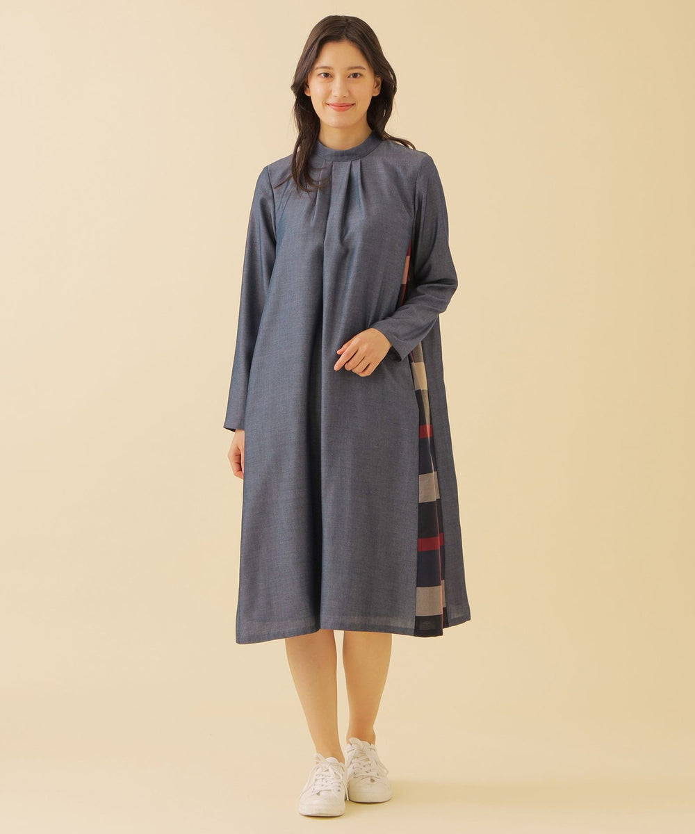クレストブリッジチェックサイド切り替えワンピース（ドレス）｜CB