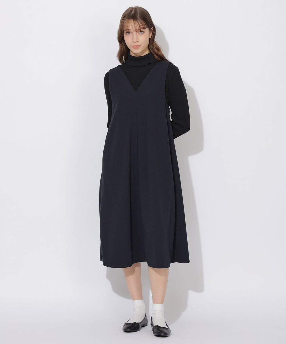 CBクレストブリッジ バックチェック切替ワンピース ネイビー Mサイズ 半袖 Meシリーズ】バックチェック切替ジャンスカワンピース(ドレス