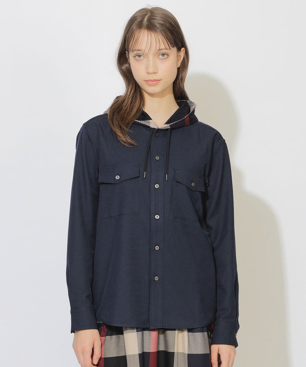 クレストブリッジチェックフーディーシャツ