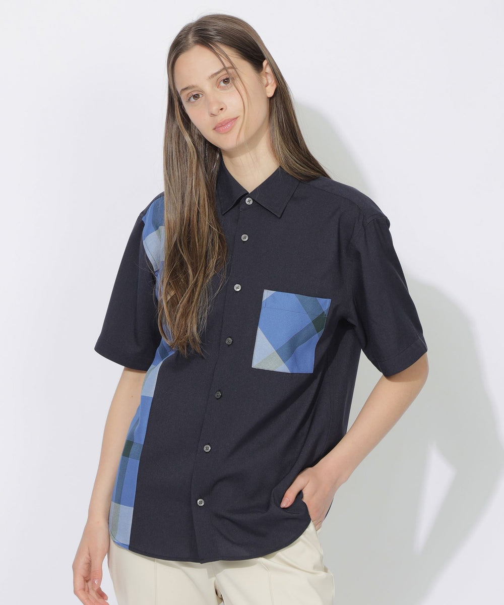 【予約販売】パーシャルチェックハーフスリーブシャツ