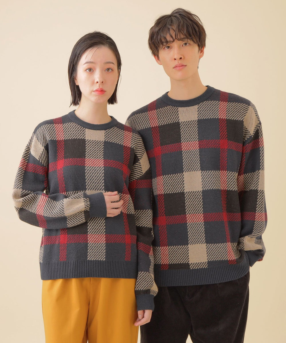 Unisex】クレストブリッジチェックジャカードニットプルオーバー