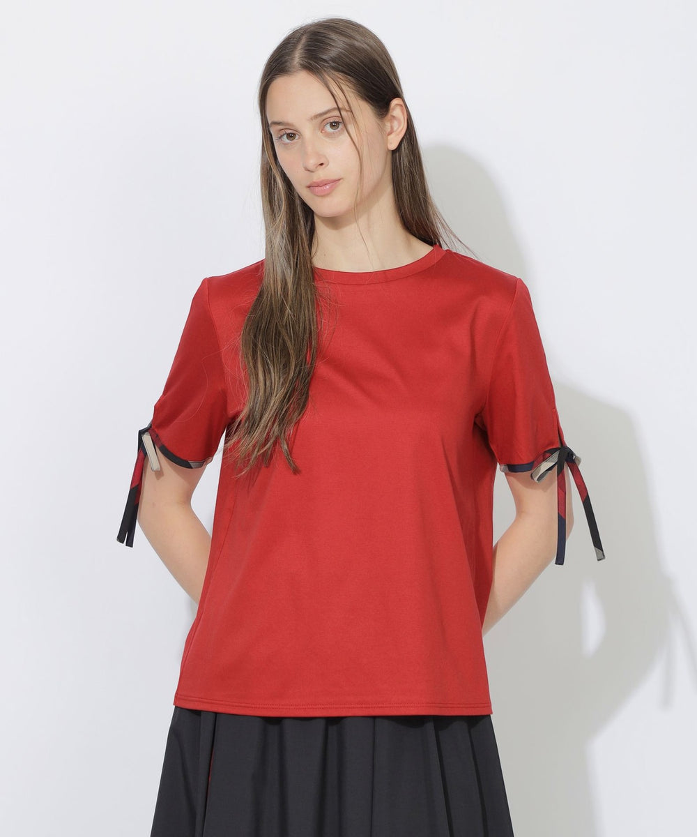 【予約販売】【Quiet checkシリーズ】リボンスリーブT