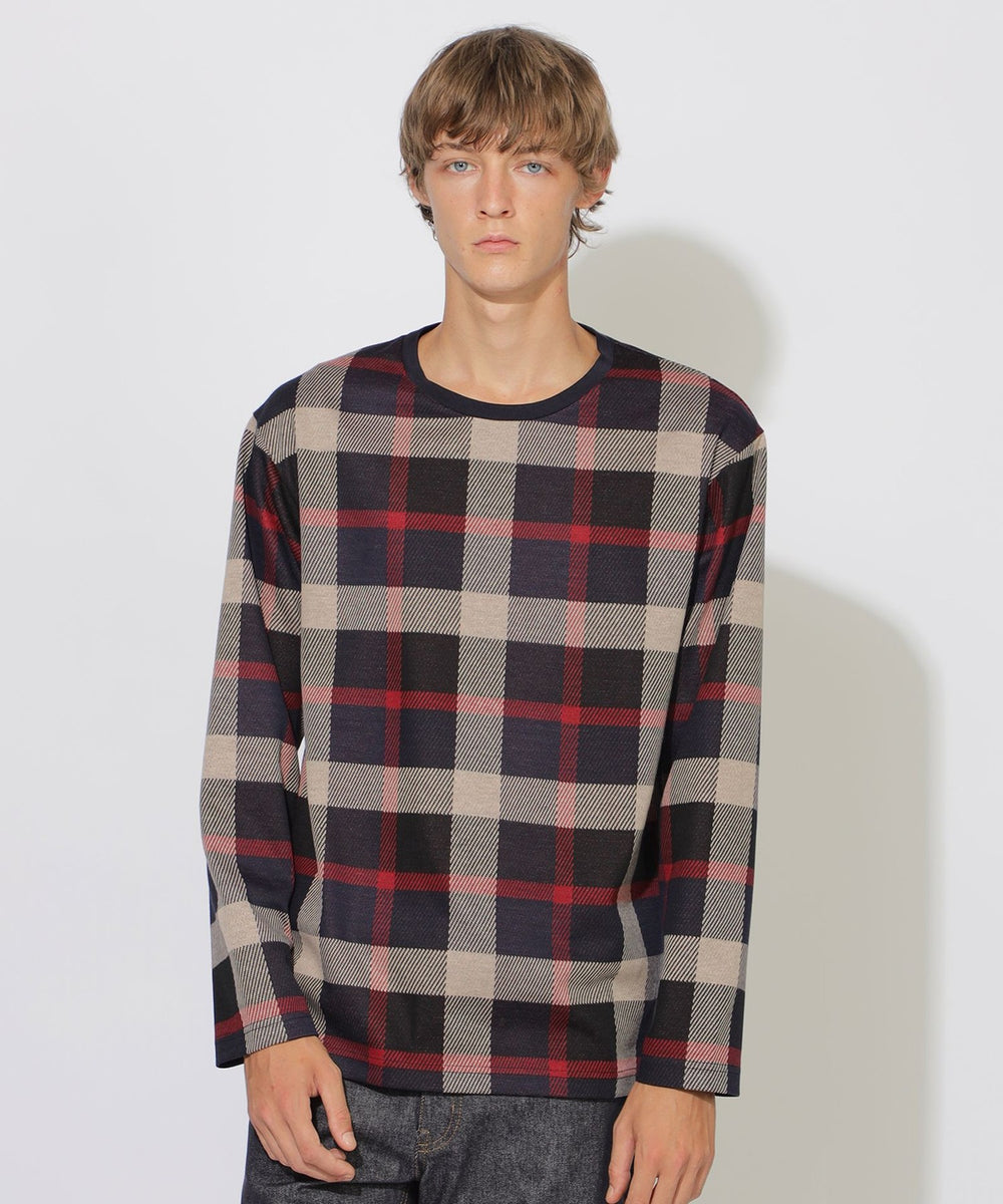 BLUE LABEL CRESTBRIDGE チェックカットソー　ネイビー チェックポケットTシャツ（Tシャツ/カットソー）｜CB