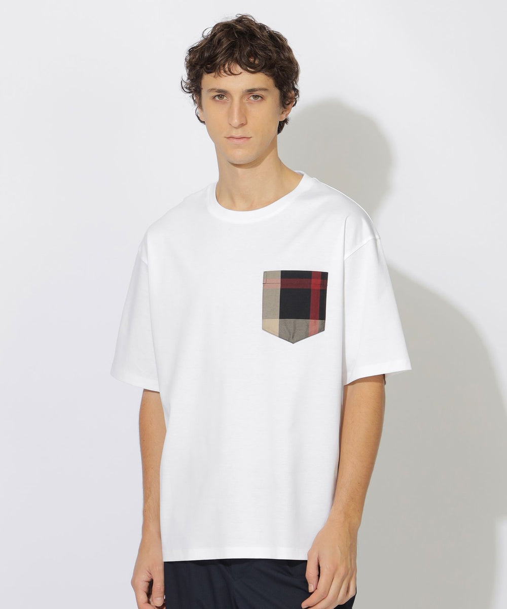 ニックTTAGGG グレー 長袖シャツ ポケット付き ◇クルーネック ポケ付き 無地Tシャツ◇ポケット付き[品番