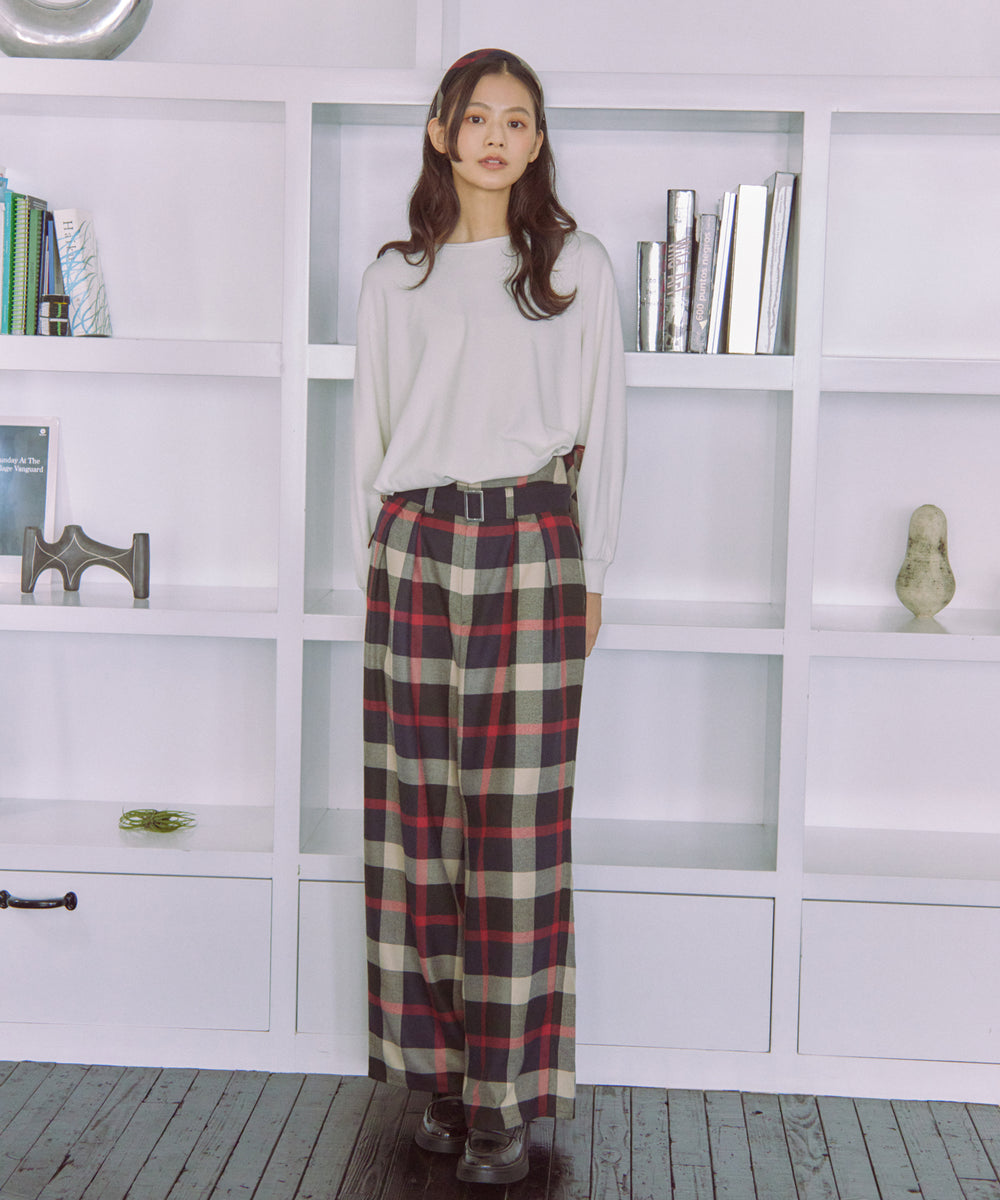 クレストブリッジチェックベルテッドパンツ